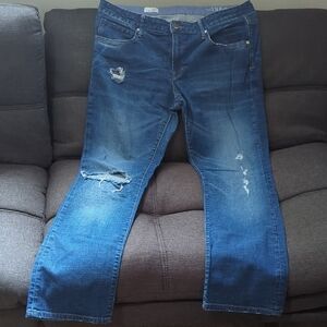 GAP Blue Boot Cut Jeans with Distressed Details